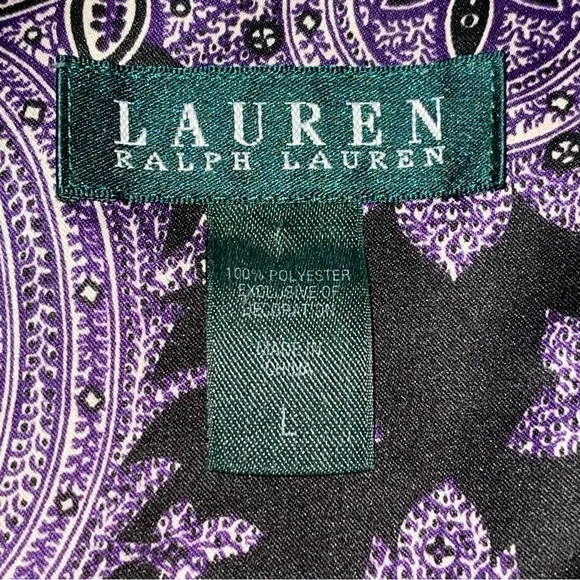 Lauren Ralph Lauren Purple Black Paisley Silky Pajama Set Size Large - Picture 7 of 13